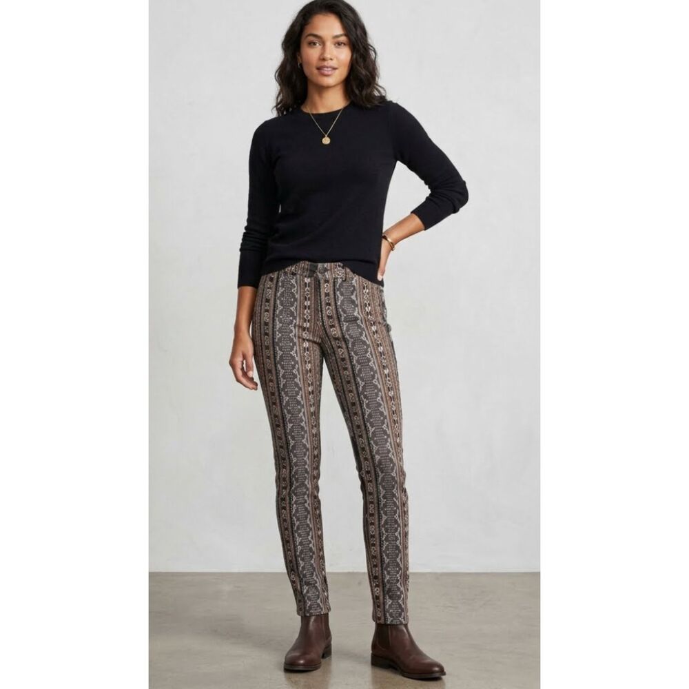 Anthropologie Pilcro Serif Mid Rise Corduroy Aztec Print Pant Women's Size 29